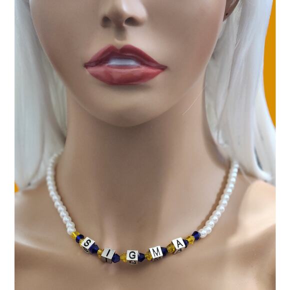 Sigma Gamma Rho Jewelry Set Blue, Gold and White - Picture 2 of 8